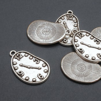 Fourniture pour pendentifs «Horloge», diamètre 17×28 mm, conditionnement 20 g, 6 pièces (+ -)