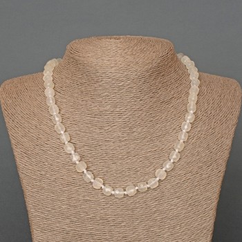 Collier en cristal de roche naturel, perles cubiques facettées, diamètre 7 mm ±, longueur 46 cm ±