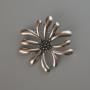 Broche-pendentif Fleur, métal argenté, 49×50 mm