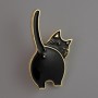 Broche Chaton noir émail, métal doré 37×20 mm