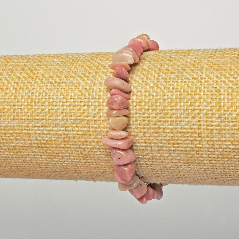 Bracelet en rhodoïte naturel, éclats 6×4 mm, longueur 18 cm, élastique