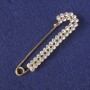 Broche-épingle à cristaux blancs, métal doré 72×20 mm+