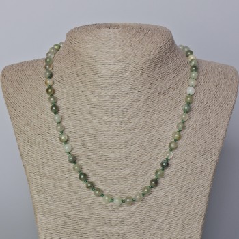 Collier en quartz fantôme avec rutile, pierre naturelle, billes lisses, diamètre 6,5 mm, longueur 45–50 cm