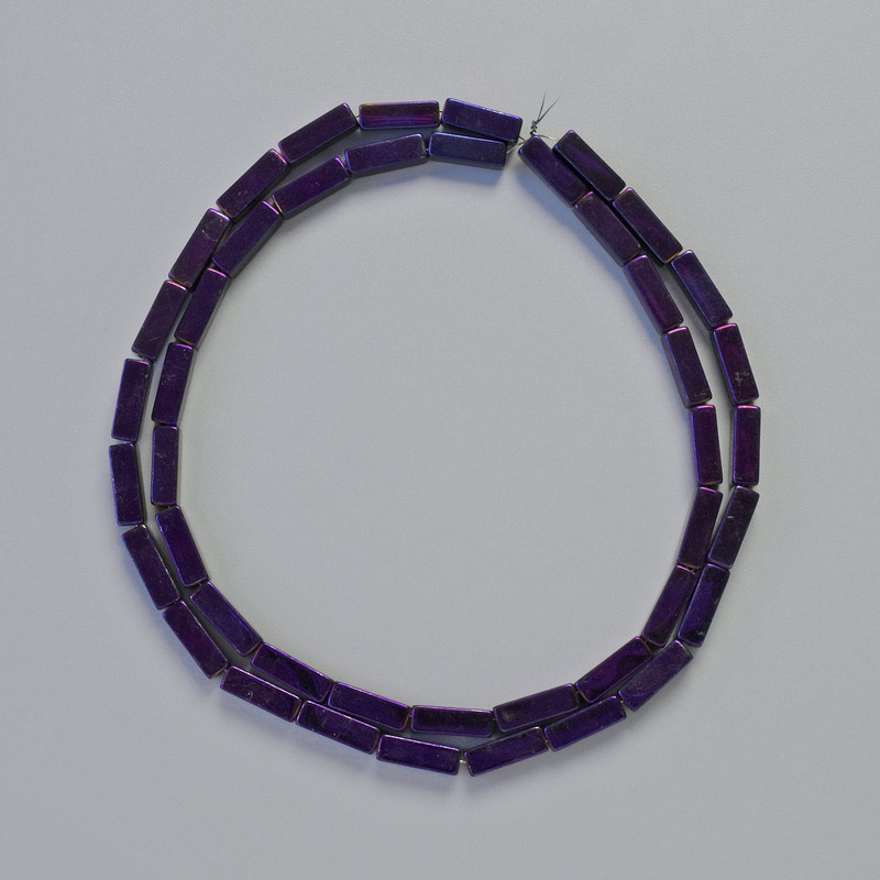 Perles d'hématite violettes rectangulaires 9×3 mm, brin