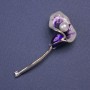 Broche-pendentif fleur Calla émail violet couleur argent 52 × 23 mm+
