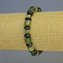 Bracelet en jadeïte, disques facettés, zoïsite facettée en cube, disque d'agate, longueur 18 cm ± élastique