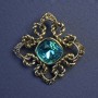 Broche-pendentif Accent avec cristal turquoise et strass 40 mm +