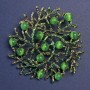Broche-pendante «Brindilles» avec pierre œil-de-chat, émail 60 mm+