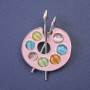Broche «Palette d’émail» en métal argenté 45×32 mm+