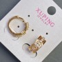Boucles d'oreilles Xuping 16×7 mm «or 18K» avec strass blancs
