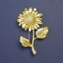 Broche-pendentif Tournesol 55×35 mm ± métal doré