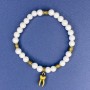 Bracelet en agate blanche (acrylique synthétique), perles de 6 mm, longueur 18 cm, élastique