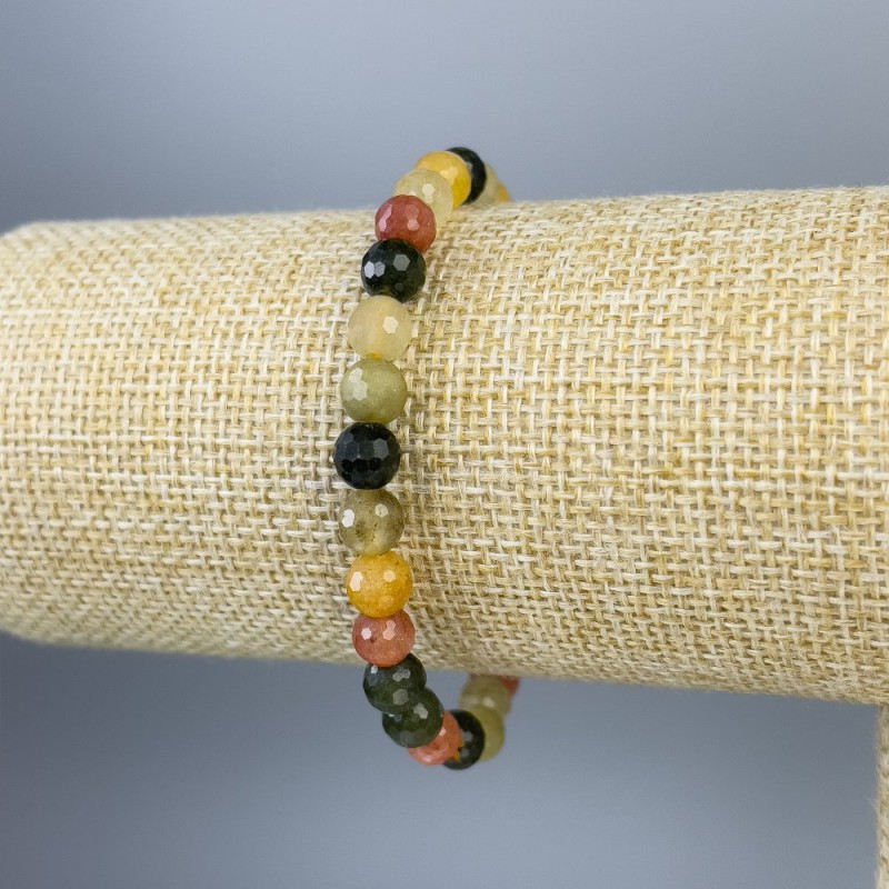 Bracelet assorti de perles facettées de 6 mm, longueur 18 cm, élastique