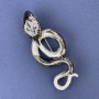 Broche-pendentif Serpent Cobra émail gris, métal argenté 77×33 mm+