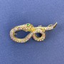 Broche-pendentif Serpent couleur dorée avec strass irisés, métal doré 44×20 mm +