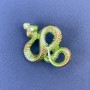 Broche-pendante «Serpent» émail vert clair métal argenté 40×31 mm +