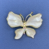 Broche «Papillon» strass blancs sur métal doré, diamètre environ 44 mm, longueur environ 33 mm