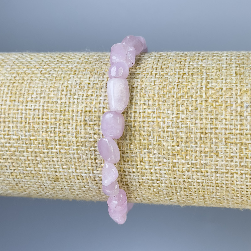 Bracelet en Kunzite galetée, diamètre 6-12 × 6-7 mm ±, longueur 18 cm ±, élastique
