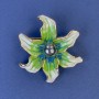 Broche «Fleur», diamètre d'environ 45 mm, émail vert et perle