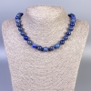 Collier en lazurite, perles lisses de 10 mm, longueur 45 cm, avec fermoir