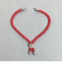 Base de bracelet en textile, diamètre 5,5 mm ± couleur rouge avec insertion métallique, diamètre 8 mm ± métal argenté, longueur 10,5 cm+