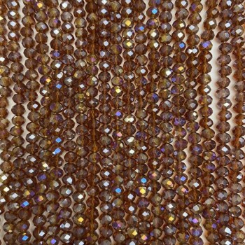 Perles de cristal tchèque sur fil brun transparent avec effet pétrole, rondelles facettées, diamètre 6×5 mm, longueur 40–41 cm +