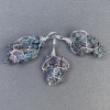 Pendentif en chalcopyrite arc-en-ciel, brut, monté en tressage métallique, diamètre assorti 35-45×9-22 mm+