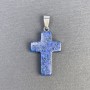 Pendentif croix en lazurite teintée, pierre 25×18×36 mm+