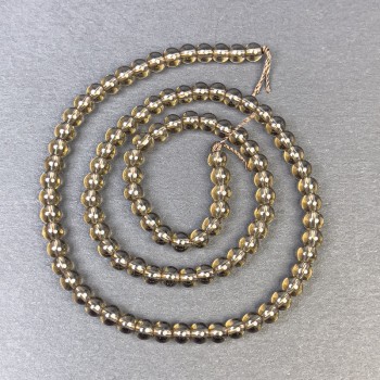 Perles de quartz fumé rondes et lisses 4–5 mm sur fil, longueur 37 cm+