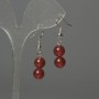 Boucles d'oreilles en cornaline — boules de 8 mm, longueur environ 35 mm