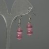 Boucles d'oreilles œil-de-chat roses, billes de 8 mm ±, longueur 35 mm ±