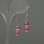 Boucles d'oreilles œil-de-chat roses, billes de 8 mm ±, longueur 35 mm ±