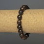 Bracelet en bronzite, perles lisses, diamètre 10 mm ±, longueur 18 cm ±, élastique