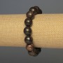 Bracelet en bronzite – billes lisses de 12 mm, longueur environ 18 cm, élastique