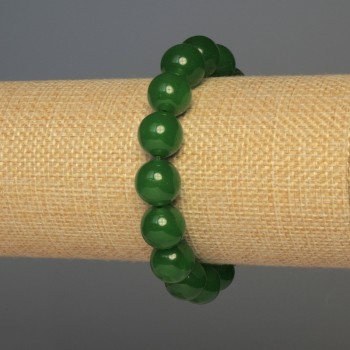 Bracelet chrysoprase, billes lisses, diamètre 12 mm +-, longueur 18 cm +-, élastique