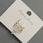 Cuff d'oreille «Serpent» en métal doré, 12 × 14 mm ±, strass blancs