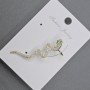 Boucle d'oreille manchon dorée, longueur 41 mm ±, strass blancs et verts