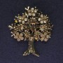 Broche arbre avec strass doré, métal doré, diamètre 45×50 mm +