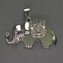 Pendentif Éléphant en néphrite 39 × 34 mm ± métal argenté