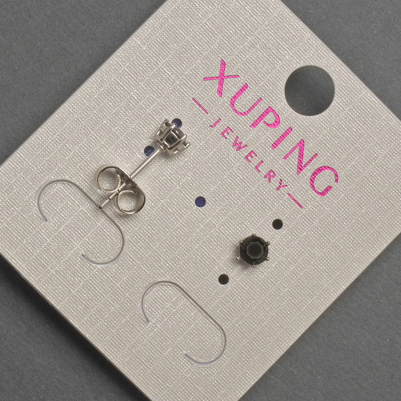 Clous d'oreilles Xuping avec cristal noir plaqué rhodium