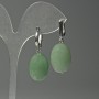 Boucles d'oreilles en néphrite facettée, ovale, 15×20 mm, longueur 36 mm