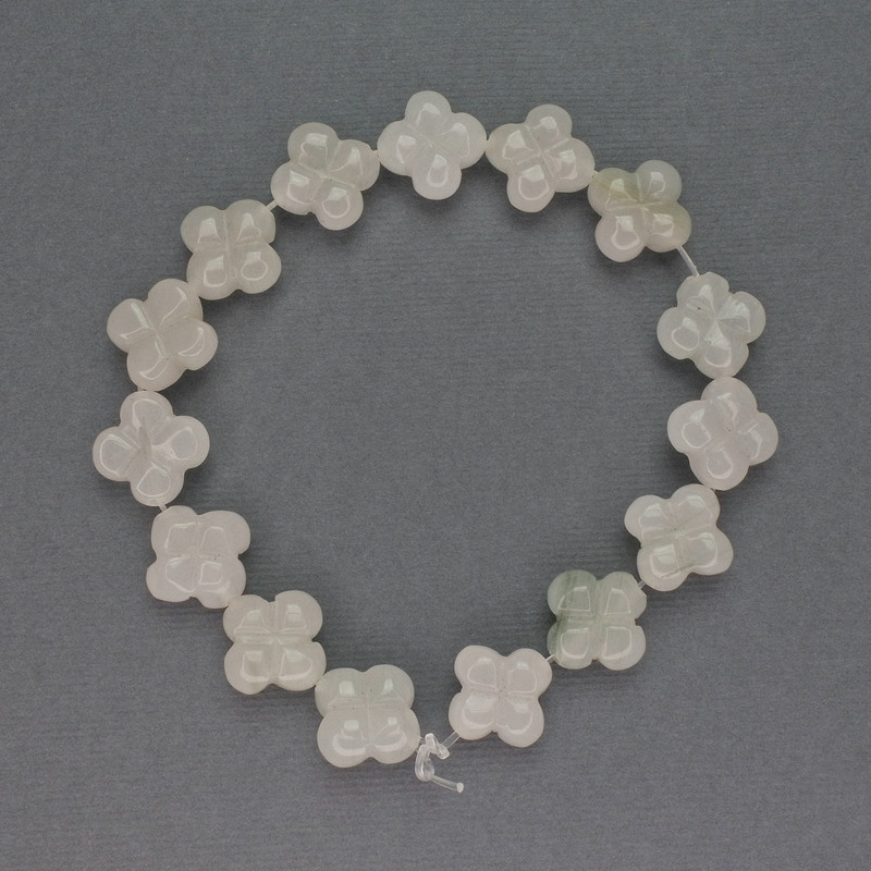 Perles de quartz blanc en forme de trèfle 14×14 mm, longueur 20 cm ±