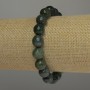 Bracelet en jaspe vert facetté, perles de 10 mm, longueur 18 cm, élastique