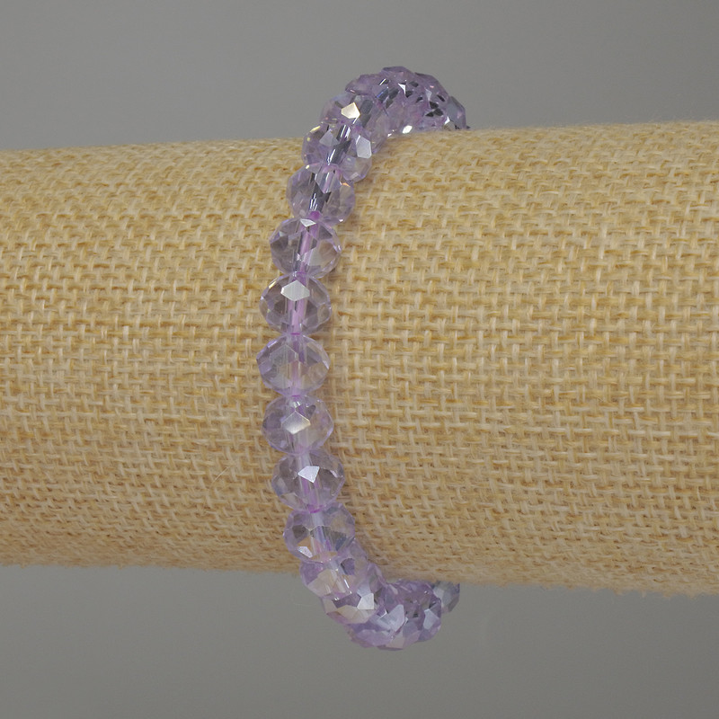 Bracelet cristal tchèque rondelle, diamètre 8×6 mm ±, longueur 18 cm ±, élastique