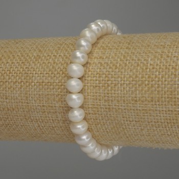 Bracelet de perles d'eau douce, diamètre 8 × 7 mm, longueur 18 cm (élastique)