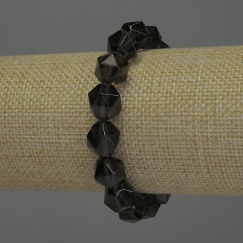 Bracelet en topaze fumée facetée, diamètre environ 12×10 mm, longueur 18 cm, élastique