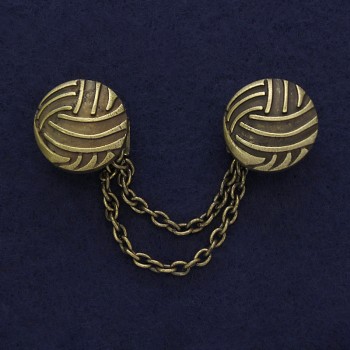 Broche pour cardigans couleur bronze, diamètre 20 mm ±, chaîne, longueur 9 cm+