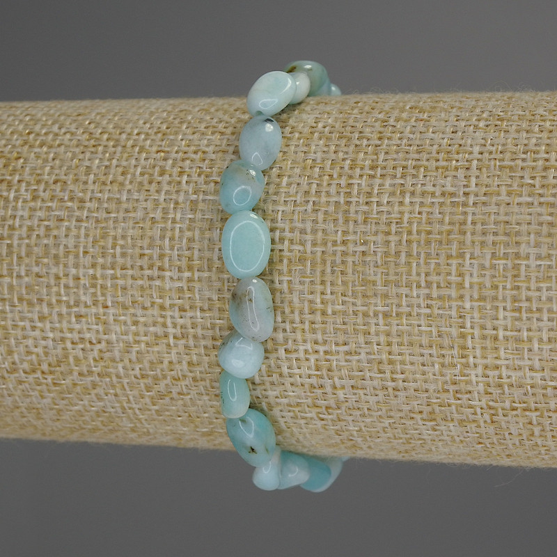 Bracelet en larimar facetté, diamètre 8×6 mm ±, longueur 18 cm ±, élastique