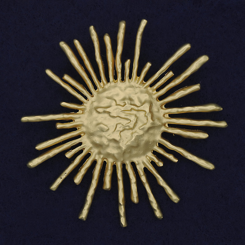 Broche Accent Soleil couleur doré nacré métal doré 65 mm+