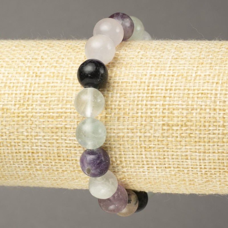 Bracelet élastique en fluorite, perles lisses, diamètre 10 mm+